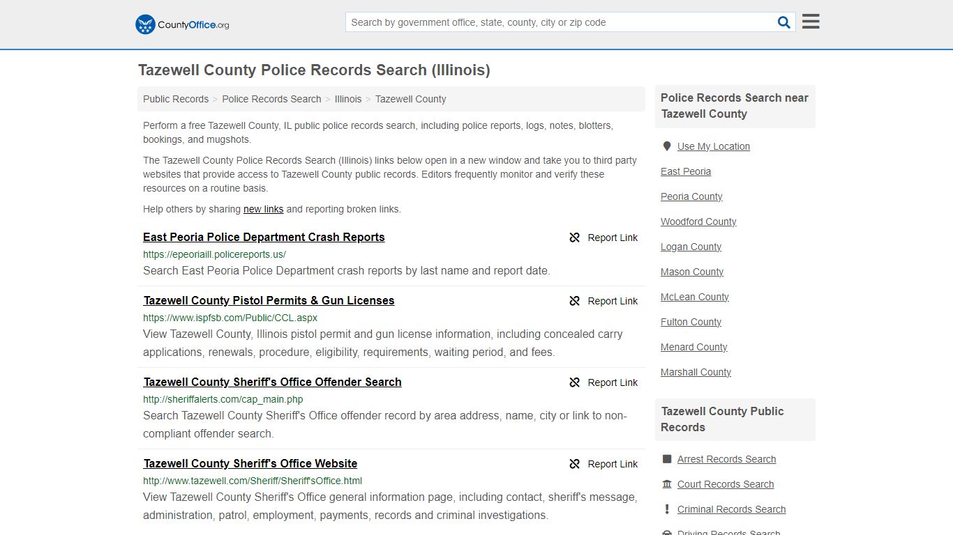 Tazewell County Police Records Search (Illinois) - County Office